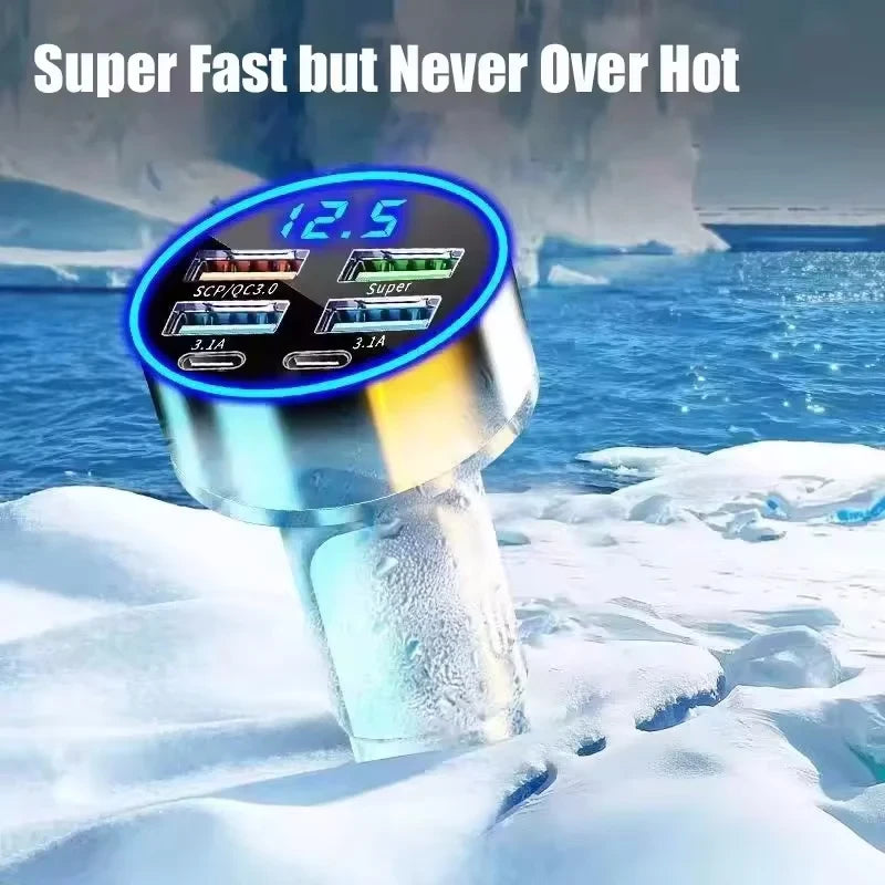 LED Display Multi-Port Fast Car Charger
