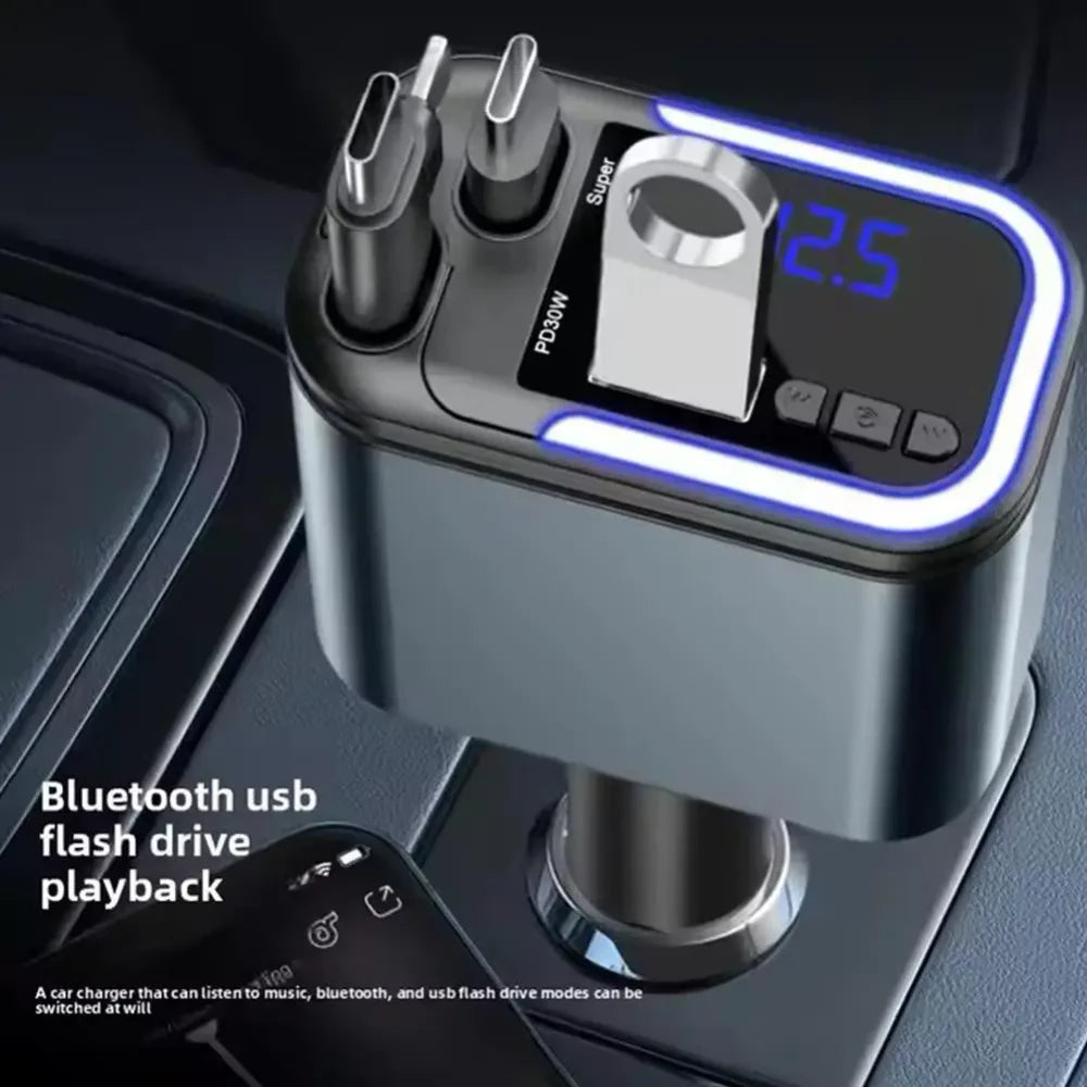 5 in 1 Retractable USB C Car Charger