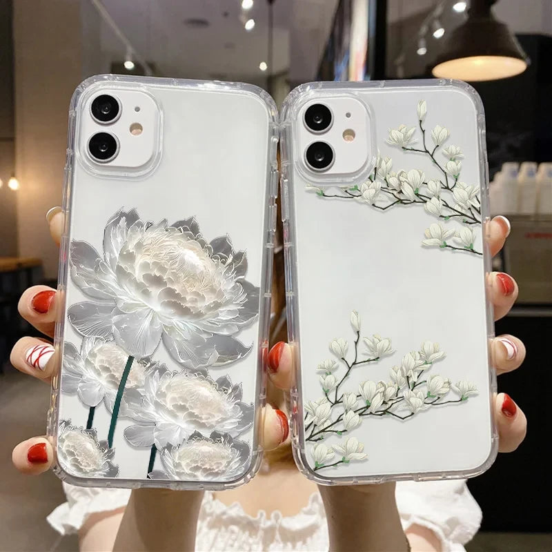 Transparent Floral Silicone iPhone Case