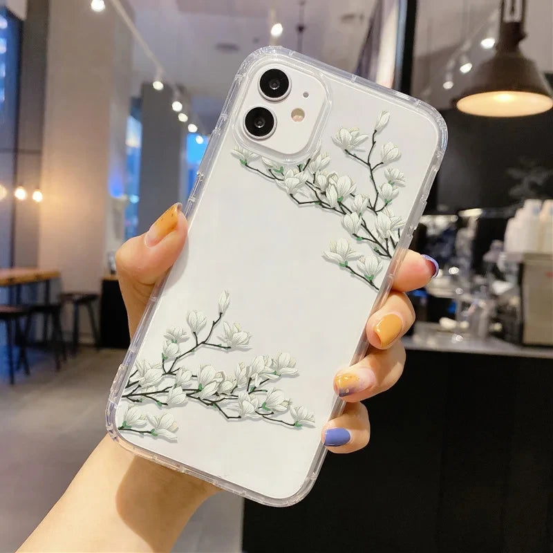 Transparent Floral Silicone iPhone Case