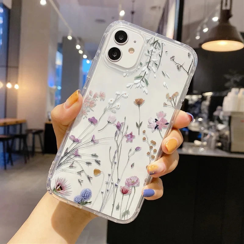 Transparent Floral Silicone iPhone Case
