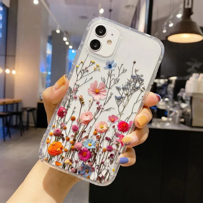 Transparent Floral Silicone iPhone Case