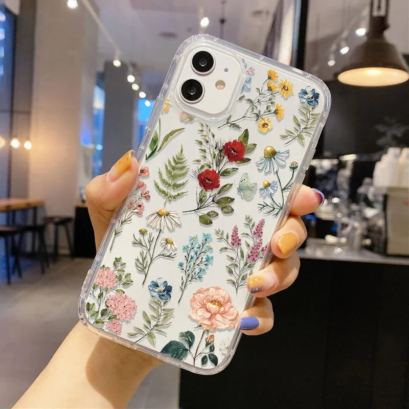 Transparent Floral Silicone iPhone Case